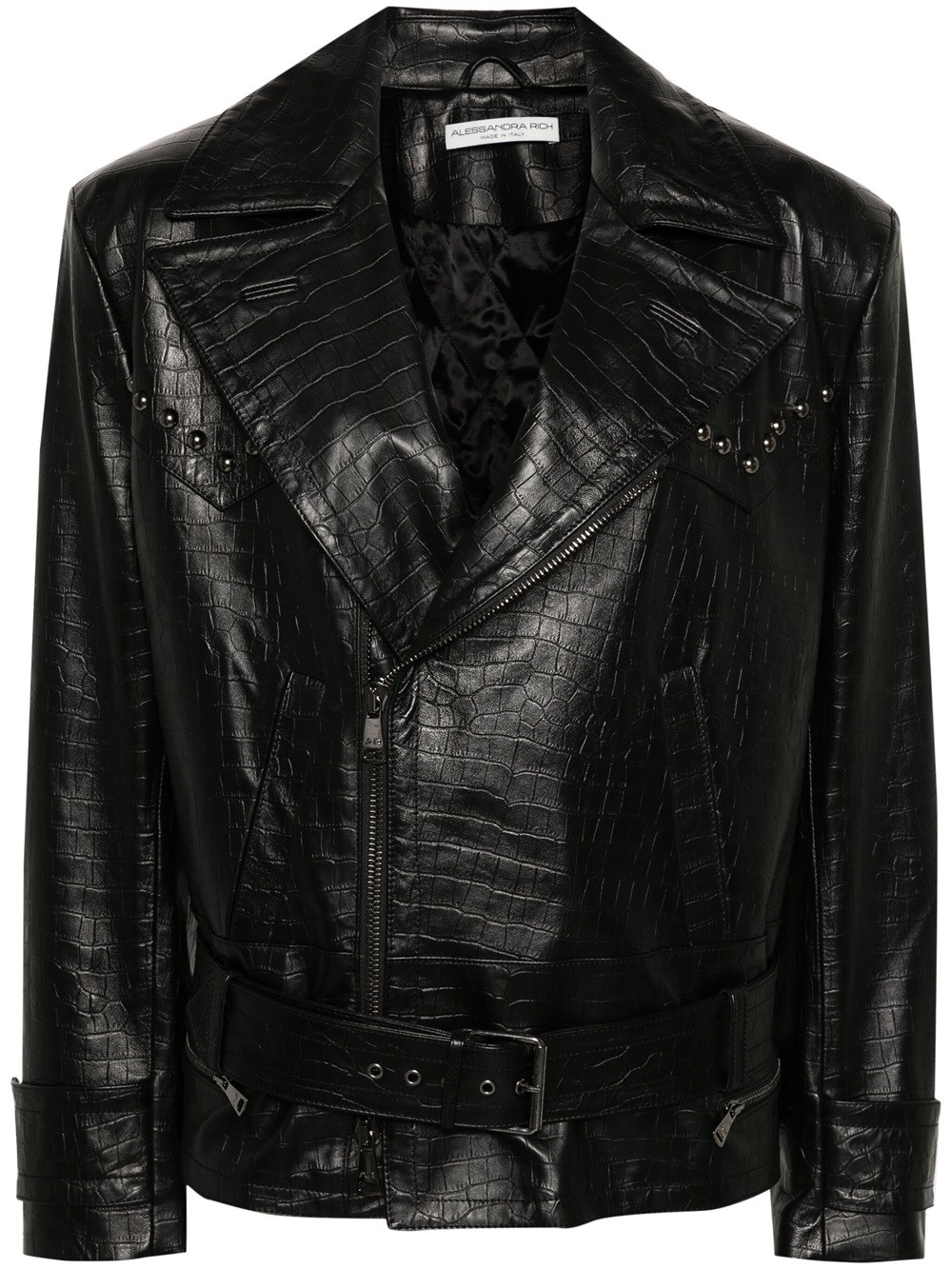 Shop Alessandra Rich Jacket With Crocodile Effect In Black