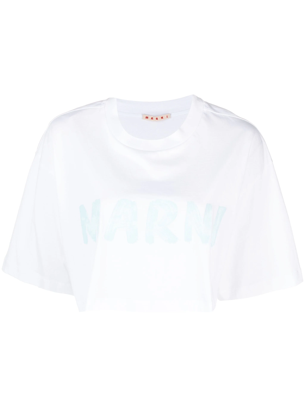Shop Marni Cropped T-shirt With Print In White