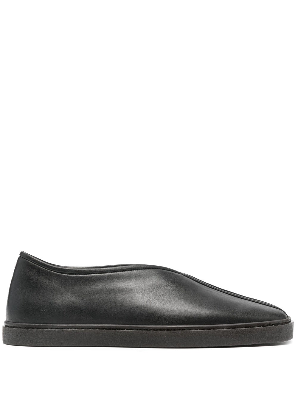 Shop Lemaire Piped Laceless Sneakers In Black