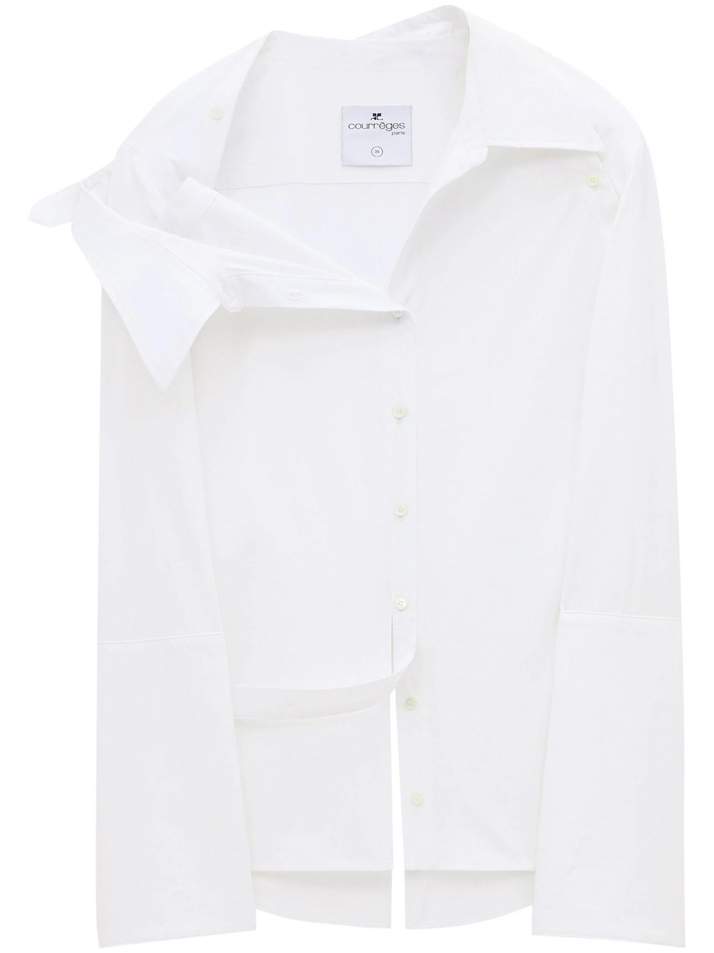 Shop Courrèges Asymmetric Modular Shirt In White