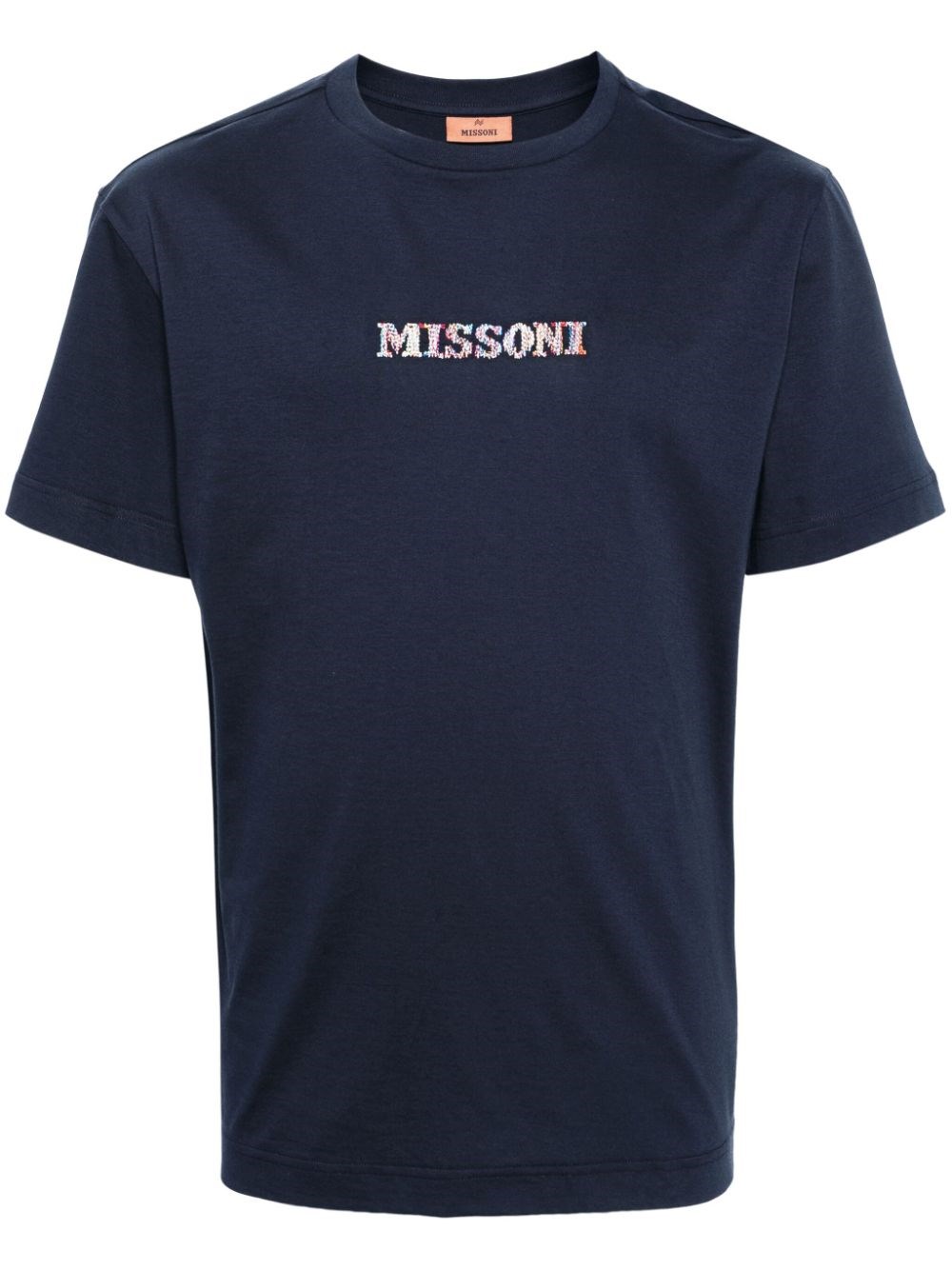 Missoni Logo-embroidered Cotton T-shirt In Blue