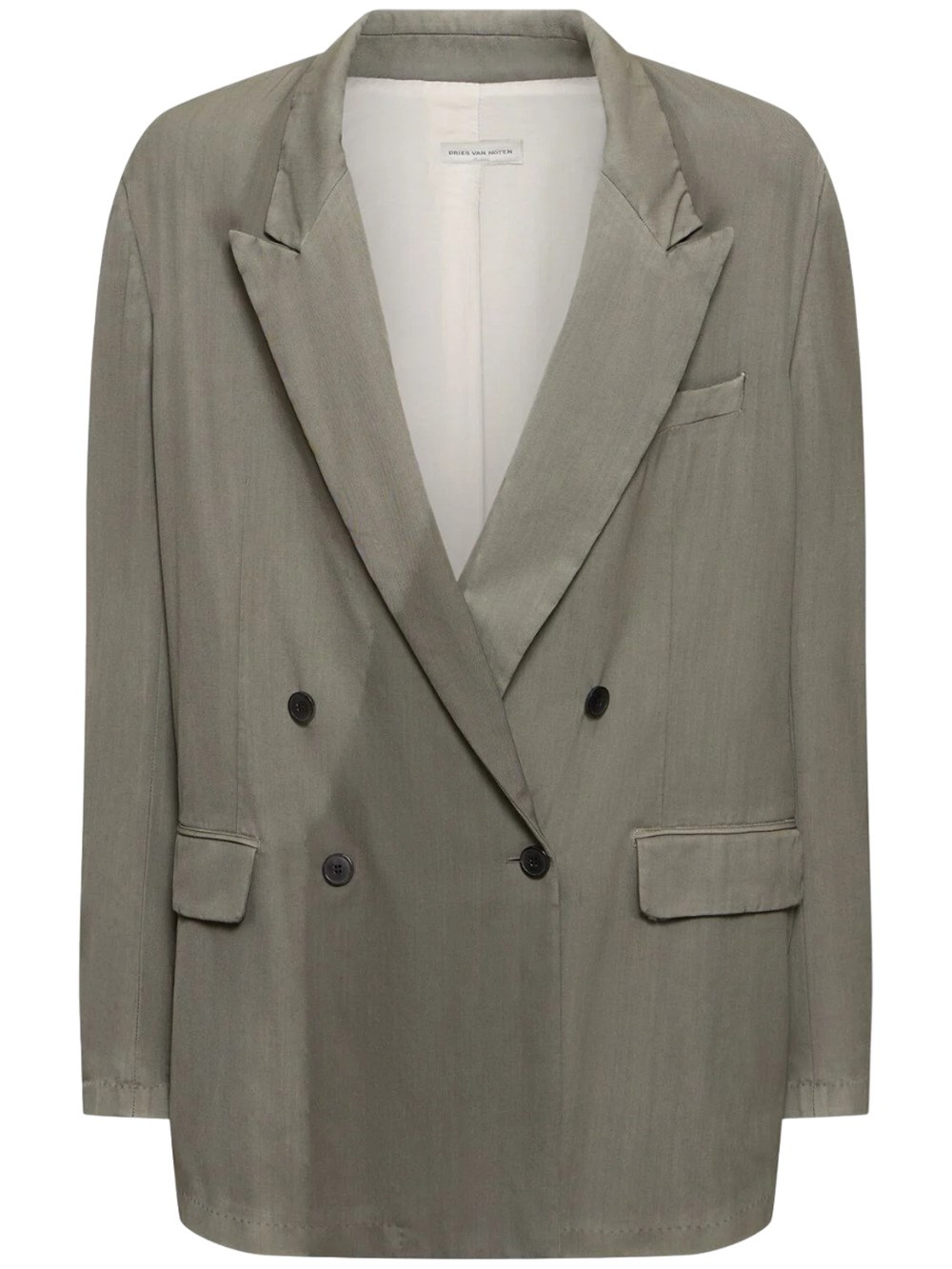 Shop Dries Van Noten Bishop Double-breasted Wool Blazer In Grey