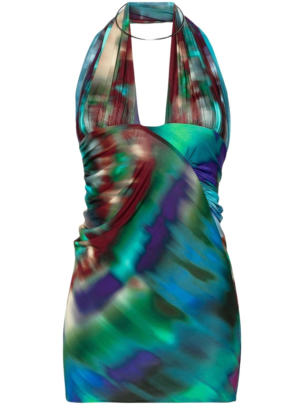 Shop Alexandre Vauthier Short Dress With Paradise Beach Print In Multicolour