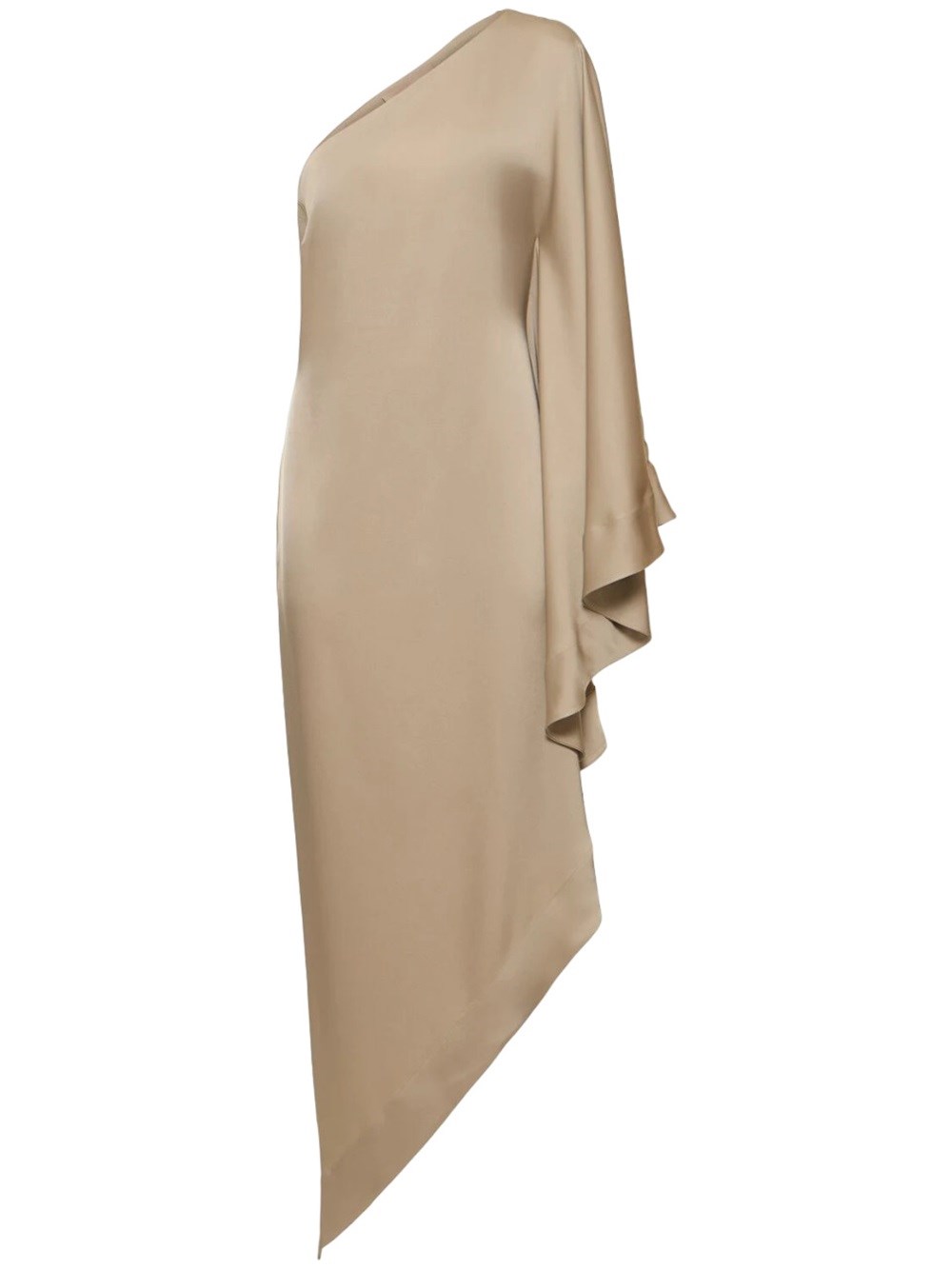 Shop Alexandre Vauthier Long One-shoulder Dress In Draped Satin  Item Colour: Beige Asymmetric Panel Construction  Compositi In Nude & Neutrals