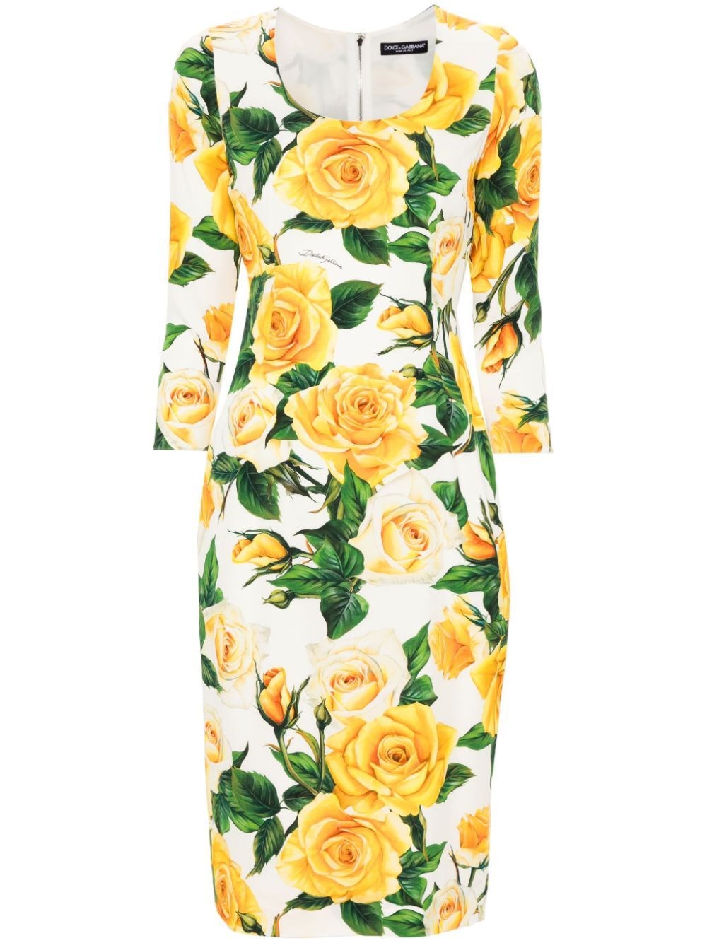 Shop Dolce & Gabbana Long Floral Dress In Multicolour