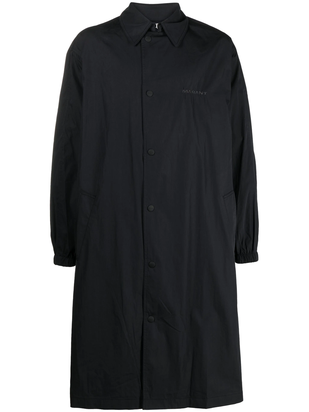 Shop Marant Balthazar Raincoat With Embroidery In Black