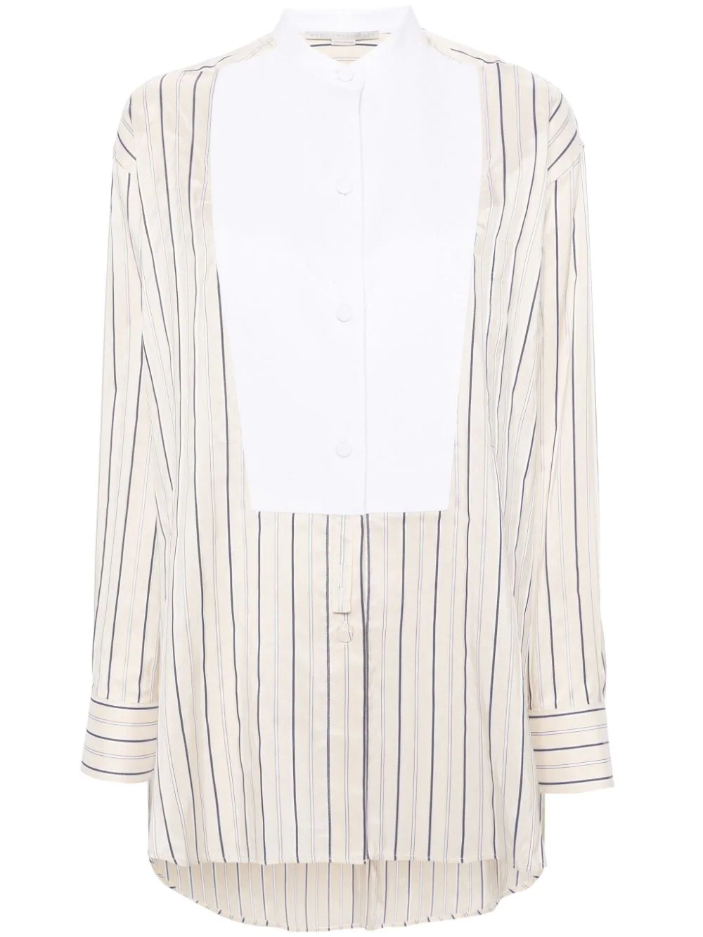 Shop Stella Mccartney Striped Shirt With Contrasting Insert In Nude & Neutrals