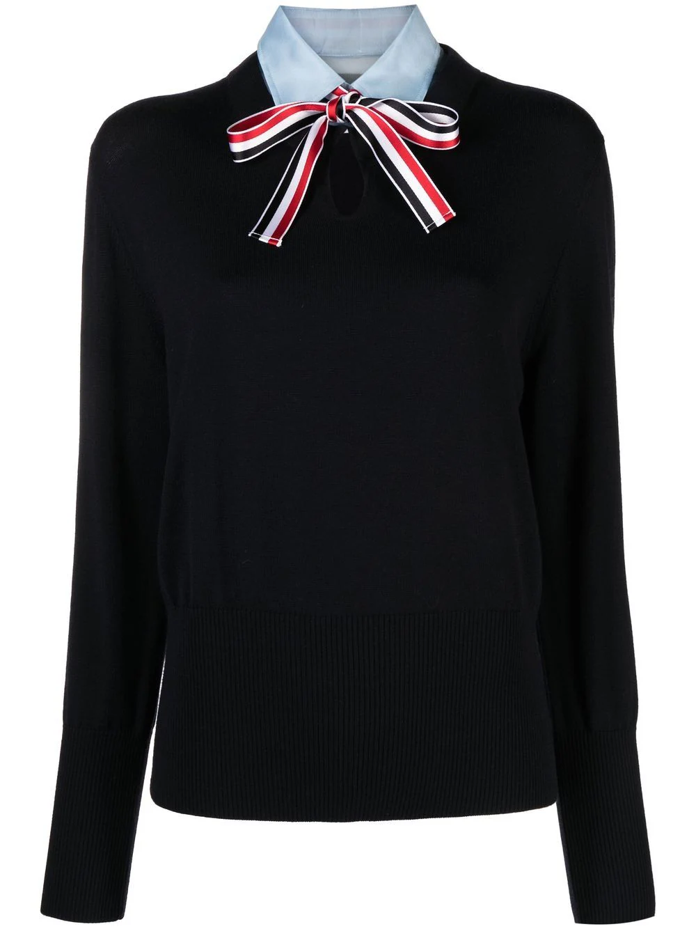 Thom Browne Sweater With Collar Detail In Blue