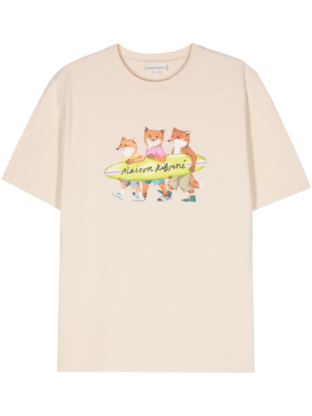 Shop Maison Kitsuné T-shirt With Fox Print In Nude & Neutrals