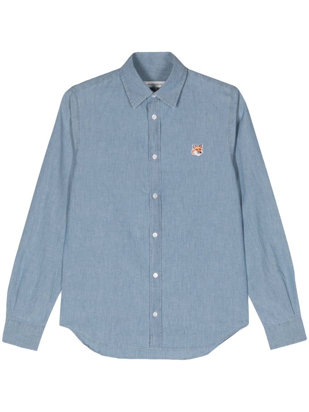 Shop Maison Kitsuné Shirt With Fox Head Application In Blue