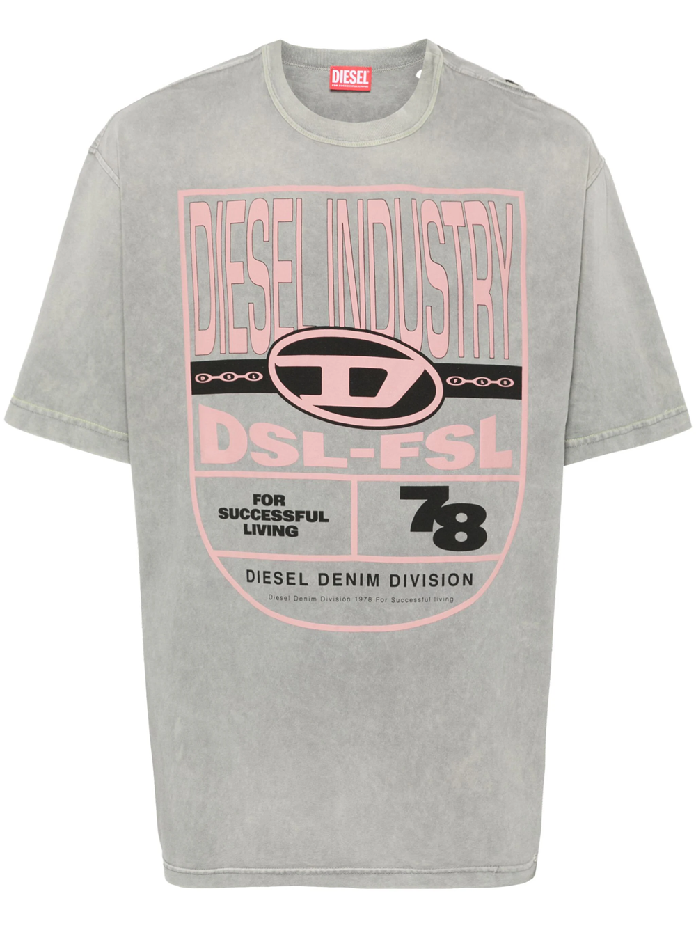 Shop Diesel T-shirt With Print In Grey