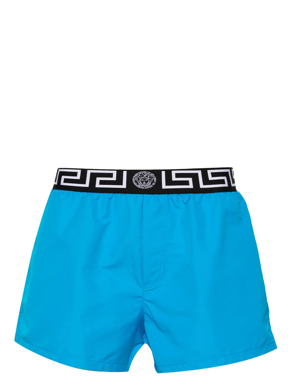 Shop Versace Greek Key Swimsuit In Blue