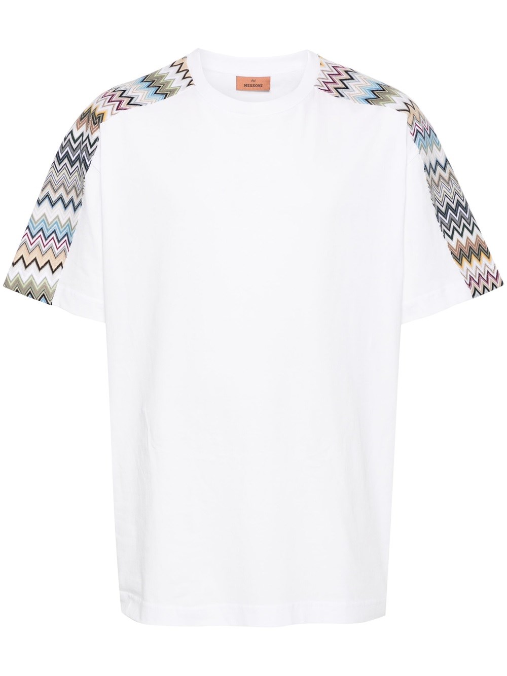 Shop Missoni Cotton T-shirt With Zigzag Detail In White