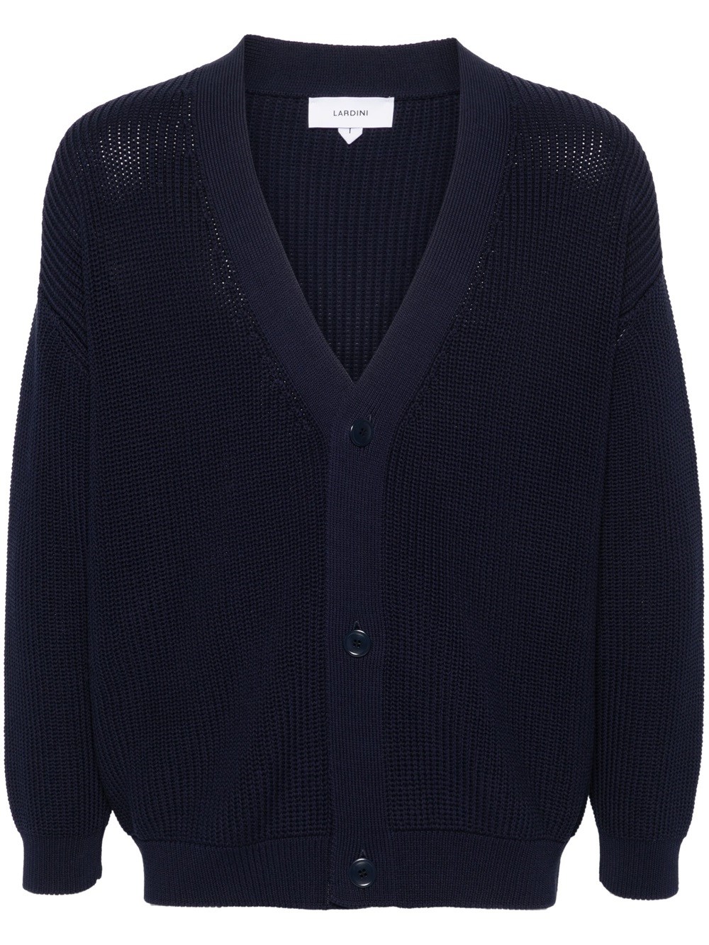 Shop Lardini V-neck Cotton Cardigan In Blue