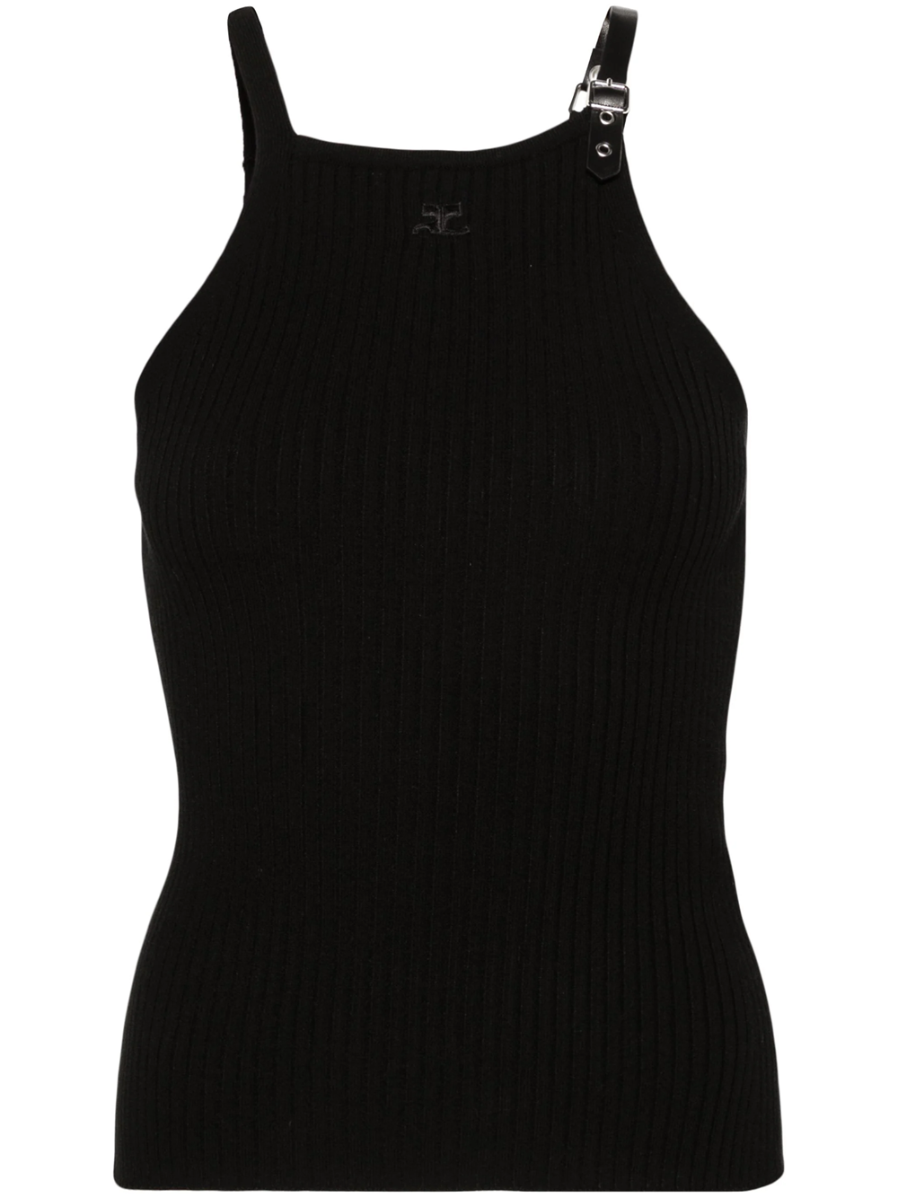 Shop Courrèges Tank Top With Buckle In Black