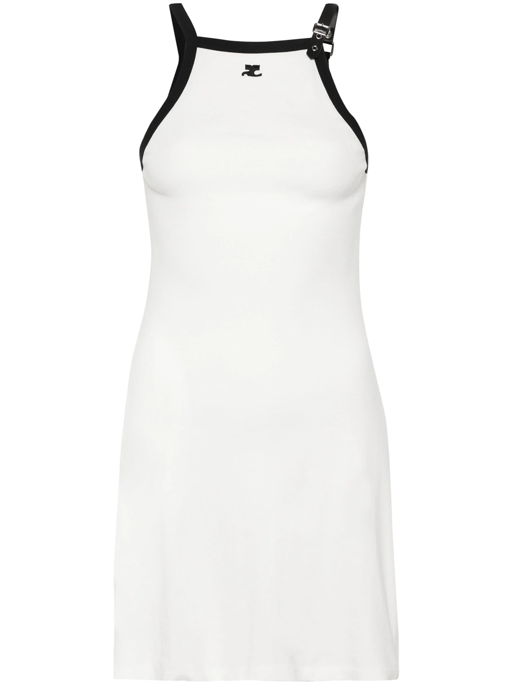 Shop Courrèges Short Dress With Logo Application In White
