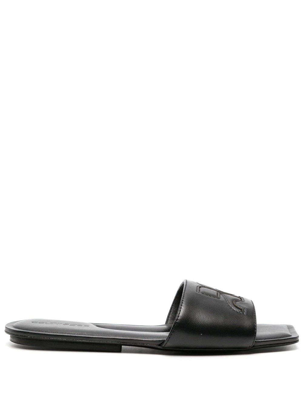 Shop Courrèges Slide Sandals With Application In Black
