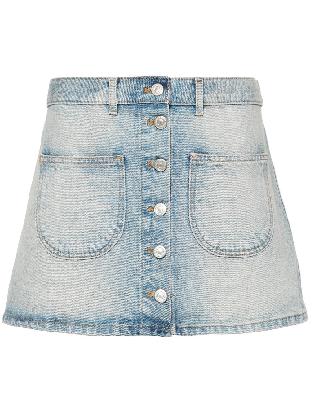 Shop Courrèges Denim Mini Skirt In Blue