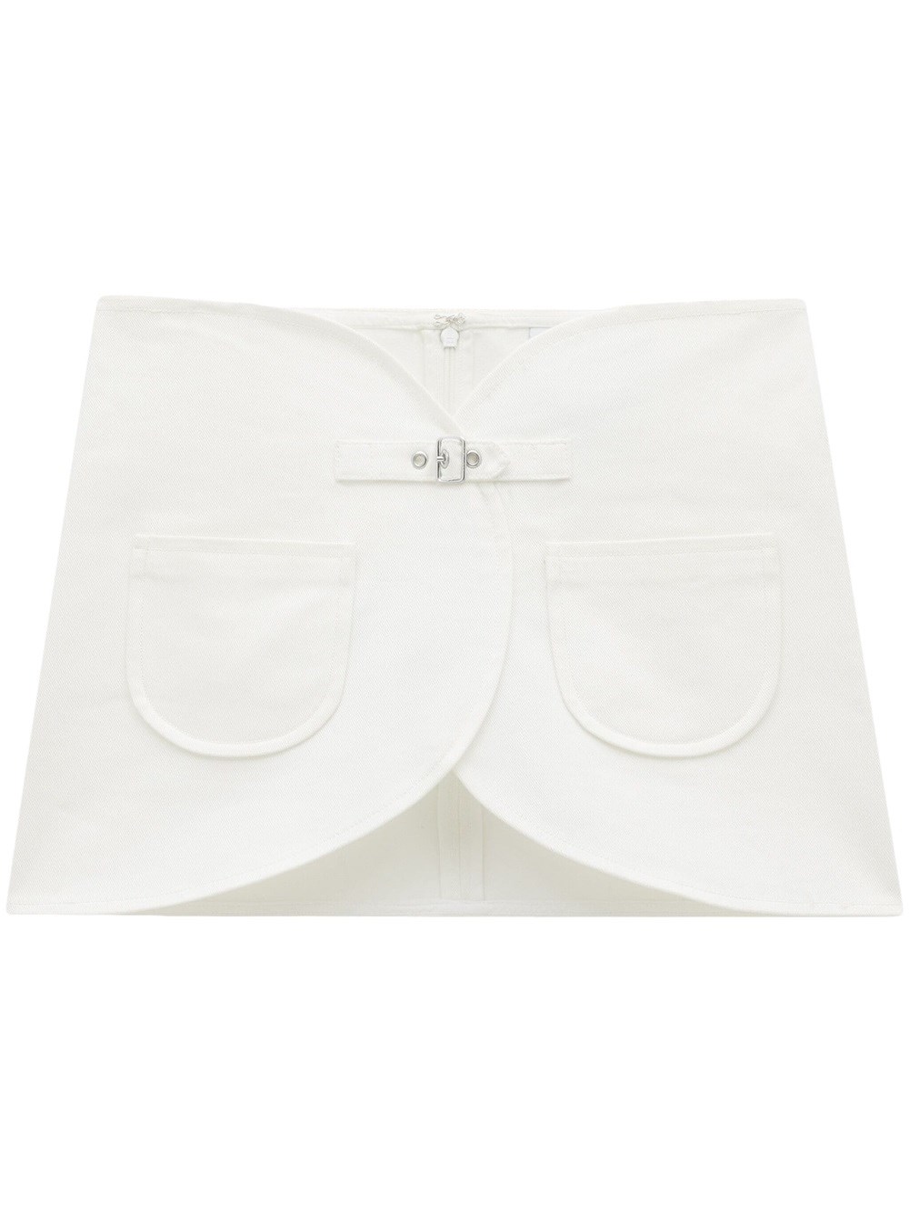 Courrèges Ellipse Buckle-strap Denim Miniskirt In White