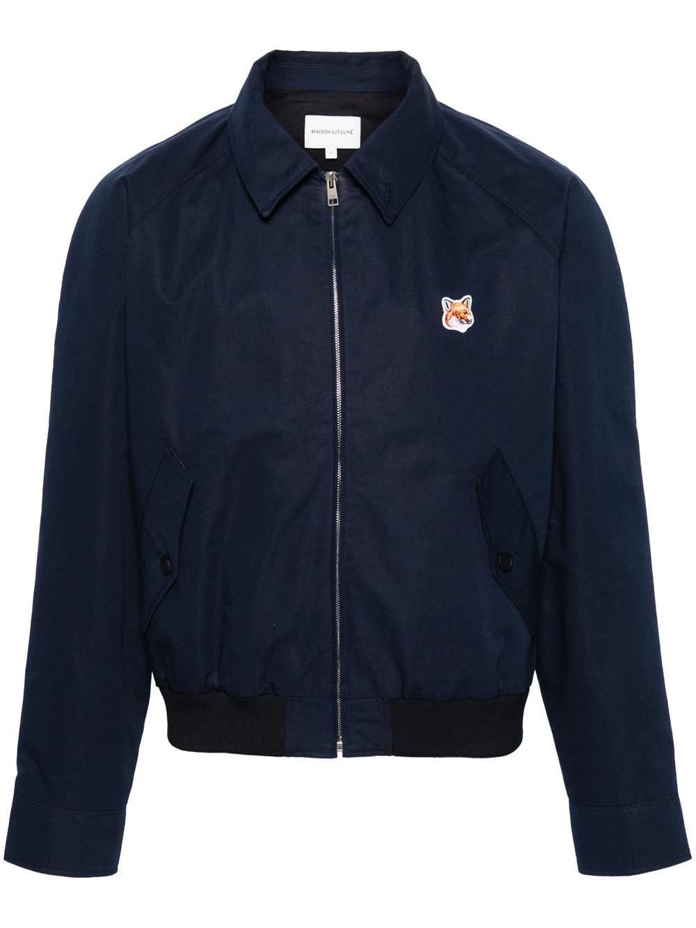 Shop Maison Kitsuné Shirt Jacket With Fox Patch In Blue