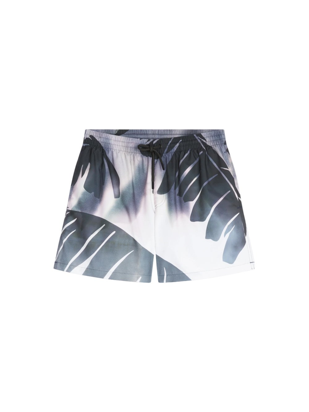 Dries Van Noten Fitted Swim Shorts With A Giant Watercolor Palm Tree Print. In Blue