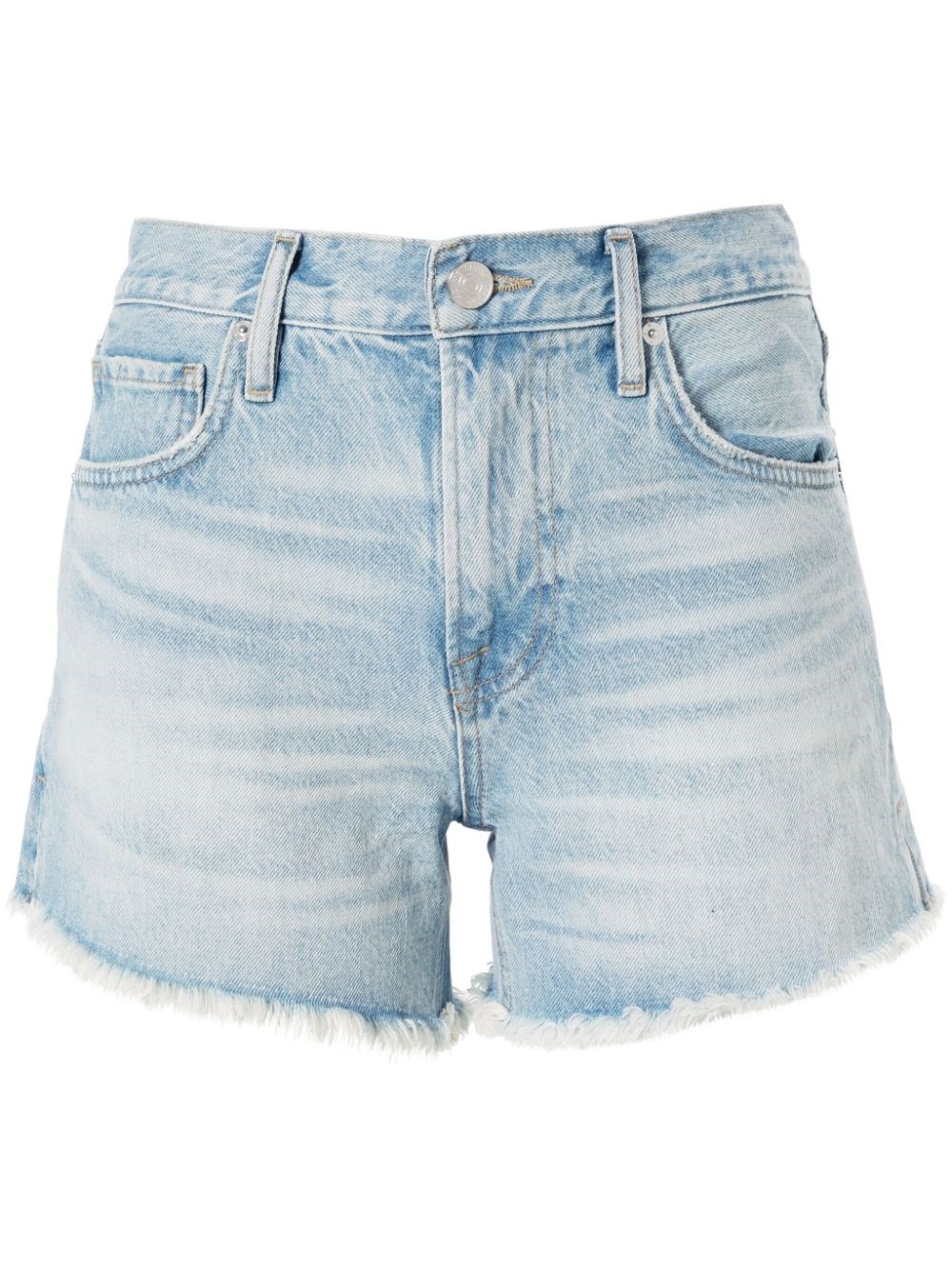 Shop Frame Le Super High Denim Shorts In Blue