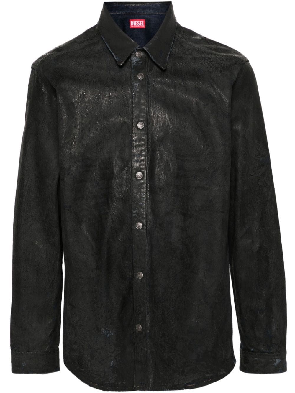 Shop Diesel Cracked Snap Button Shirt In Black