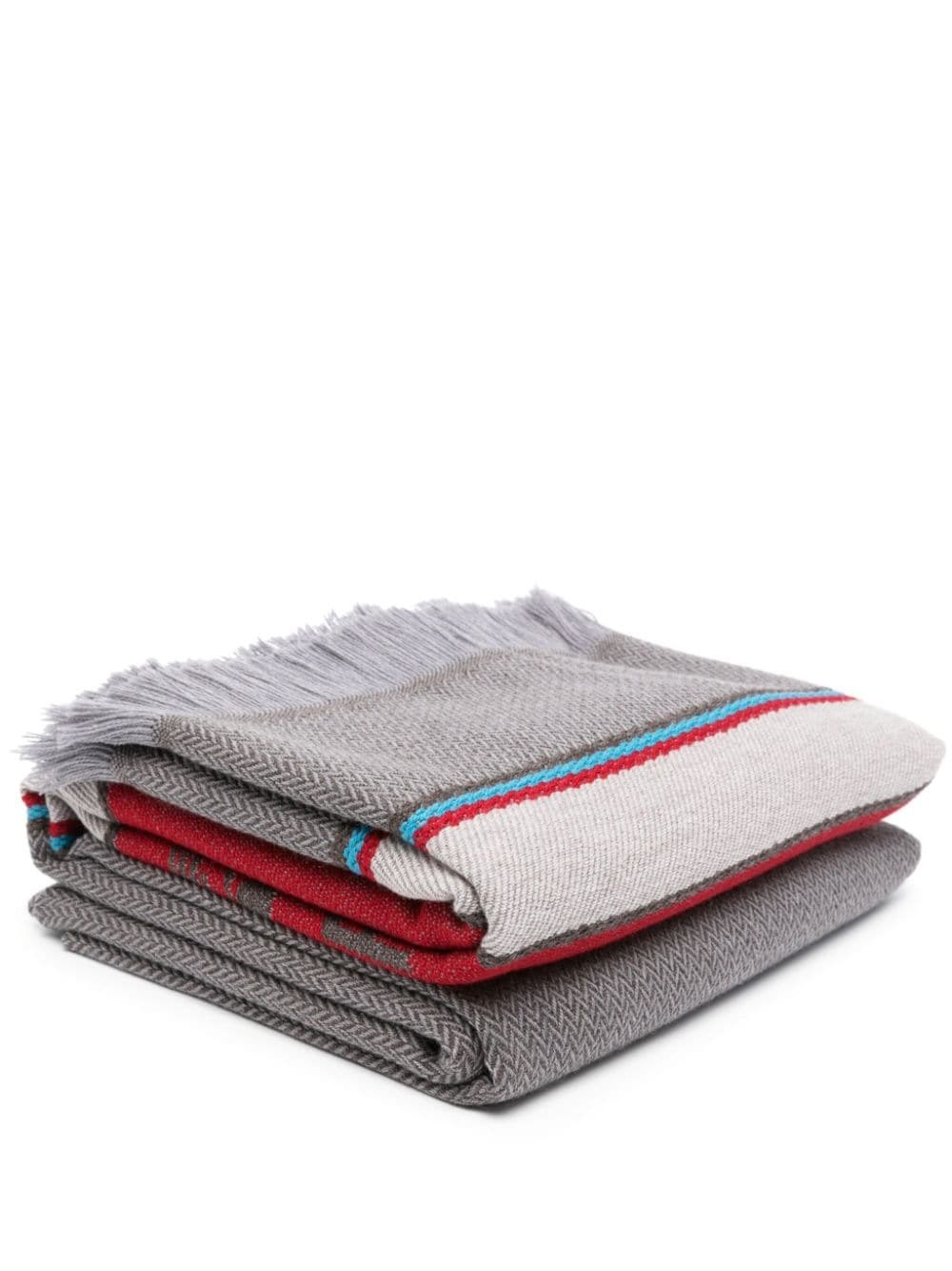 Shop Etro Home Knitted Blanket With Logo In Brown