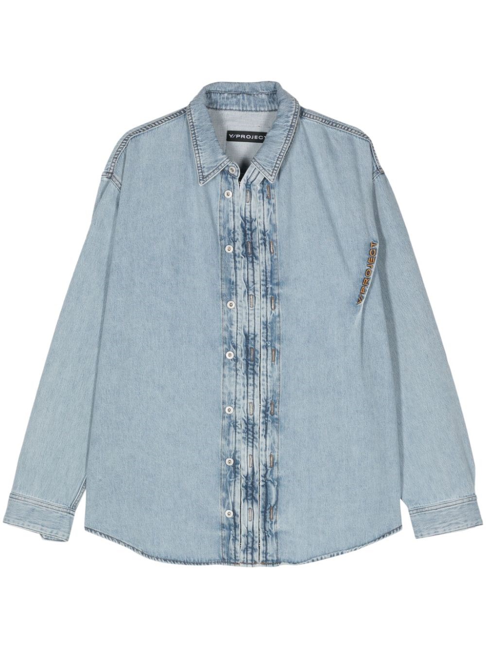 Shop Y/project Denim Shirt With Embroidery In Blue