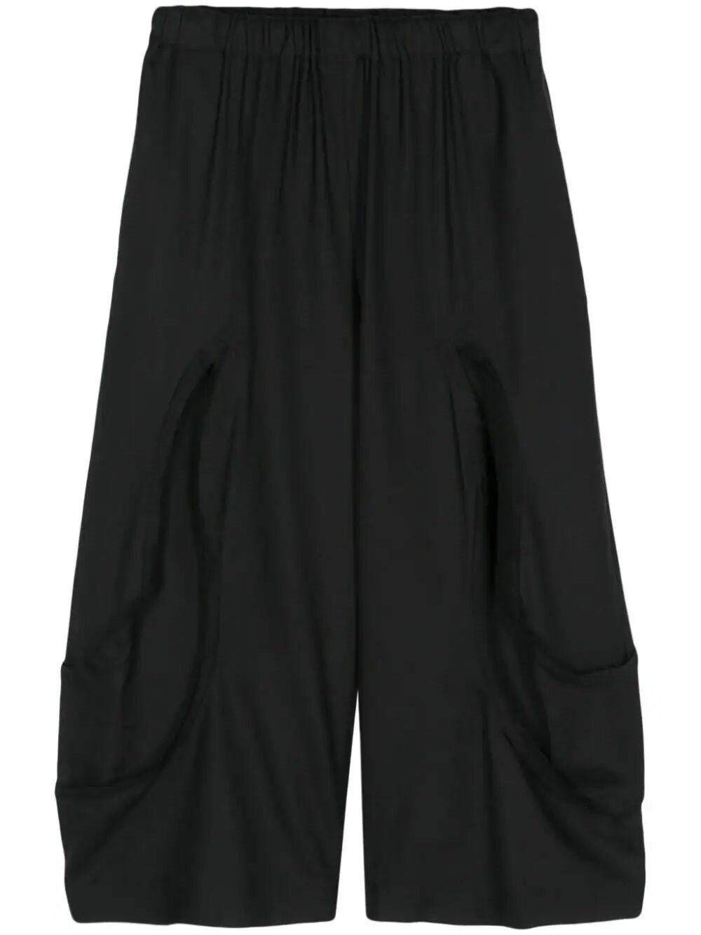 Shop Comme Des Garçons Cropped Trousers With Stitching Detail In Black