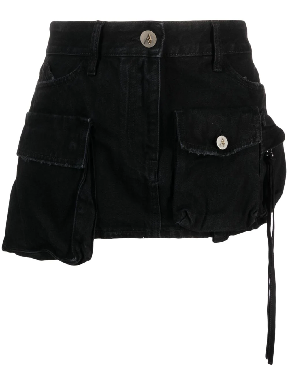 Shop Attico Fay Denim Miniskirt In Black
