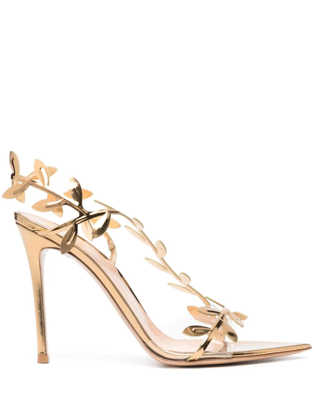 Gianvito Rossi Flavia 105mm Leather Sandals In Gold