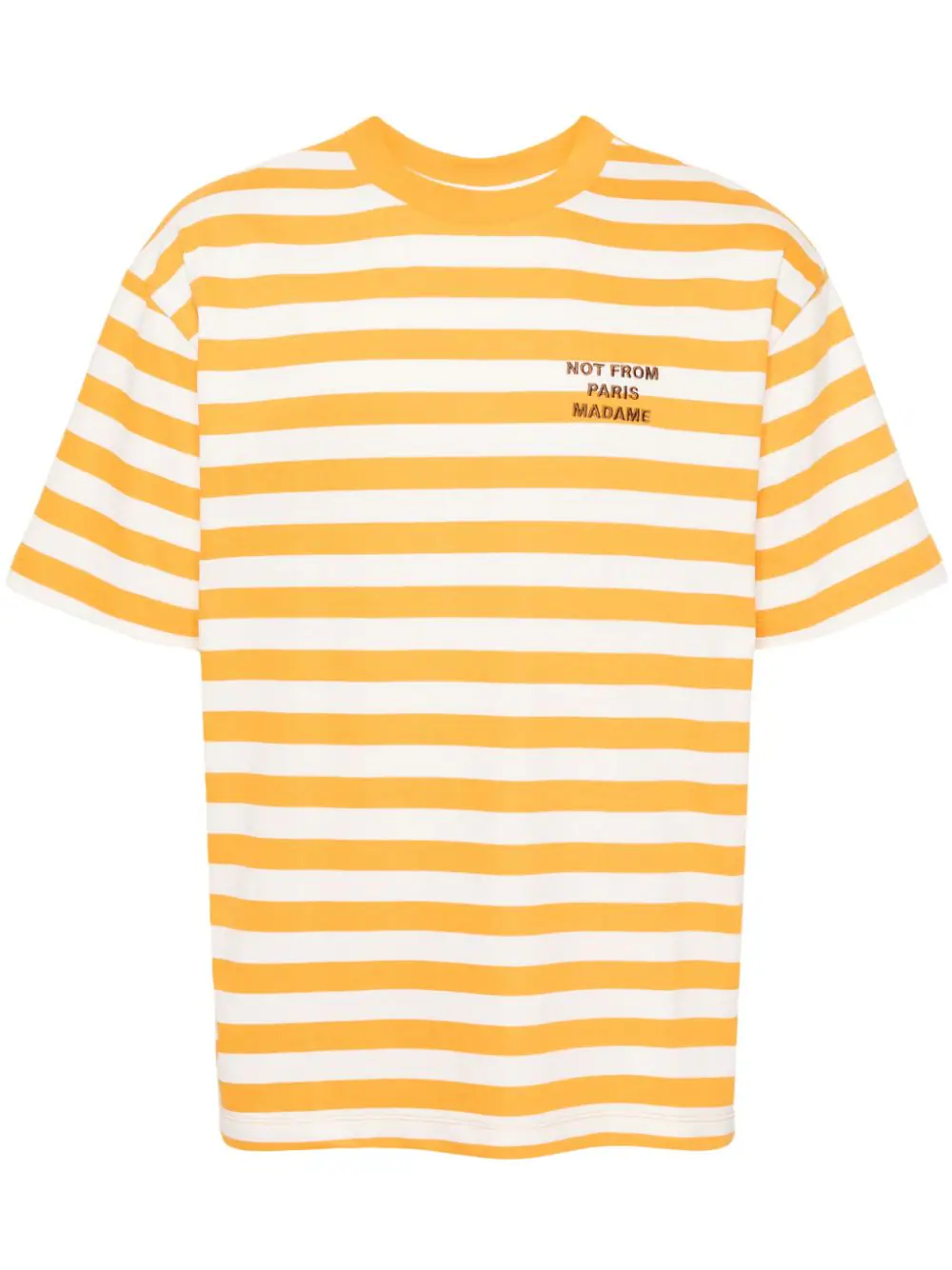 Shop Drôle De Monsieur T-shirt With Embroidery In Yellow & Orange
