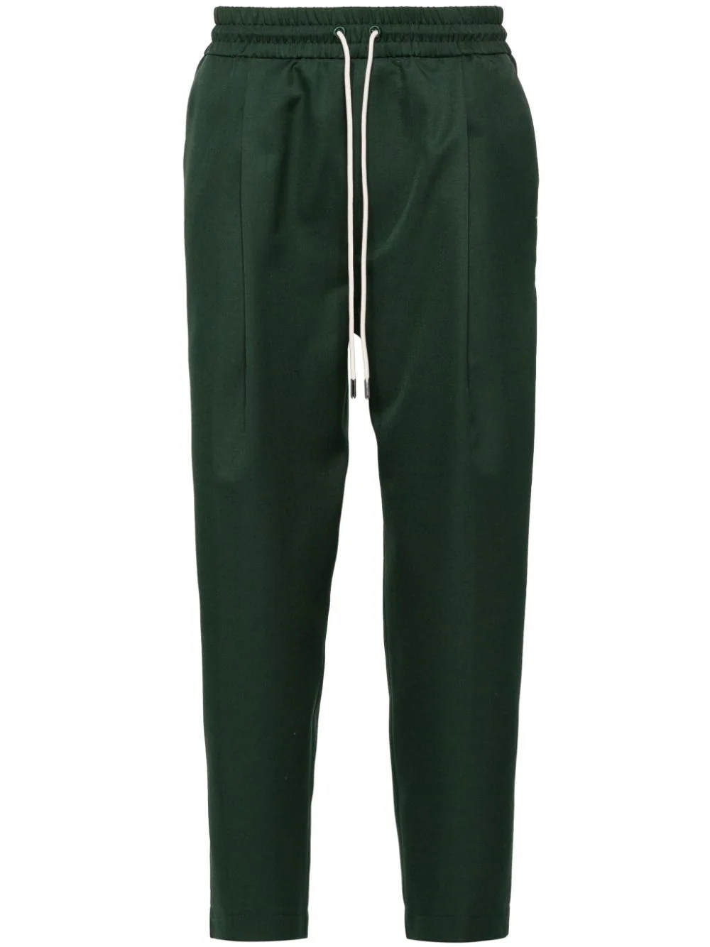 Shop Drôle De Monsieur Cropped Trousers With Drawstring In Green