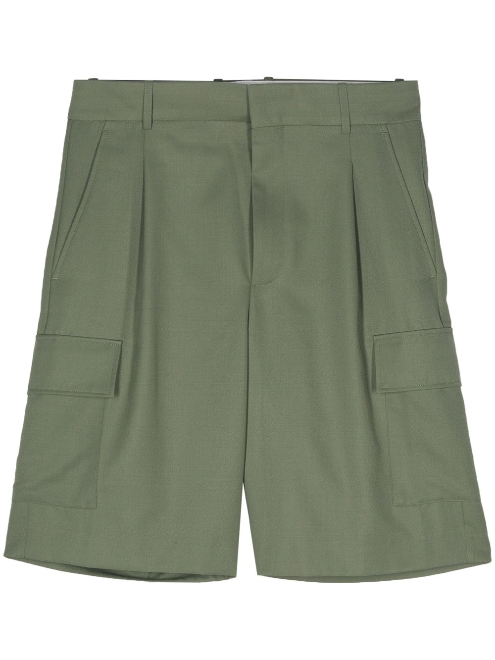 Shop Drôle De Monsieur Cargo Shorts With Pleats In Green