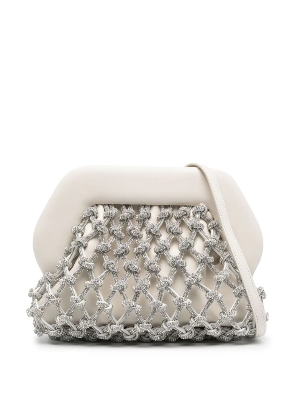 Shop Themoire' Tia Knots Clutch Bag Embellished With Rhinestones In Metallic