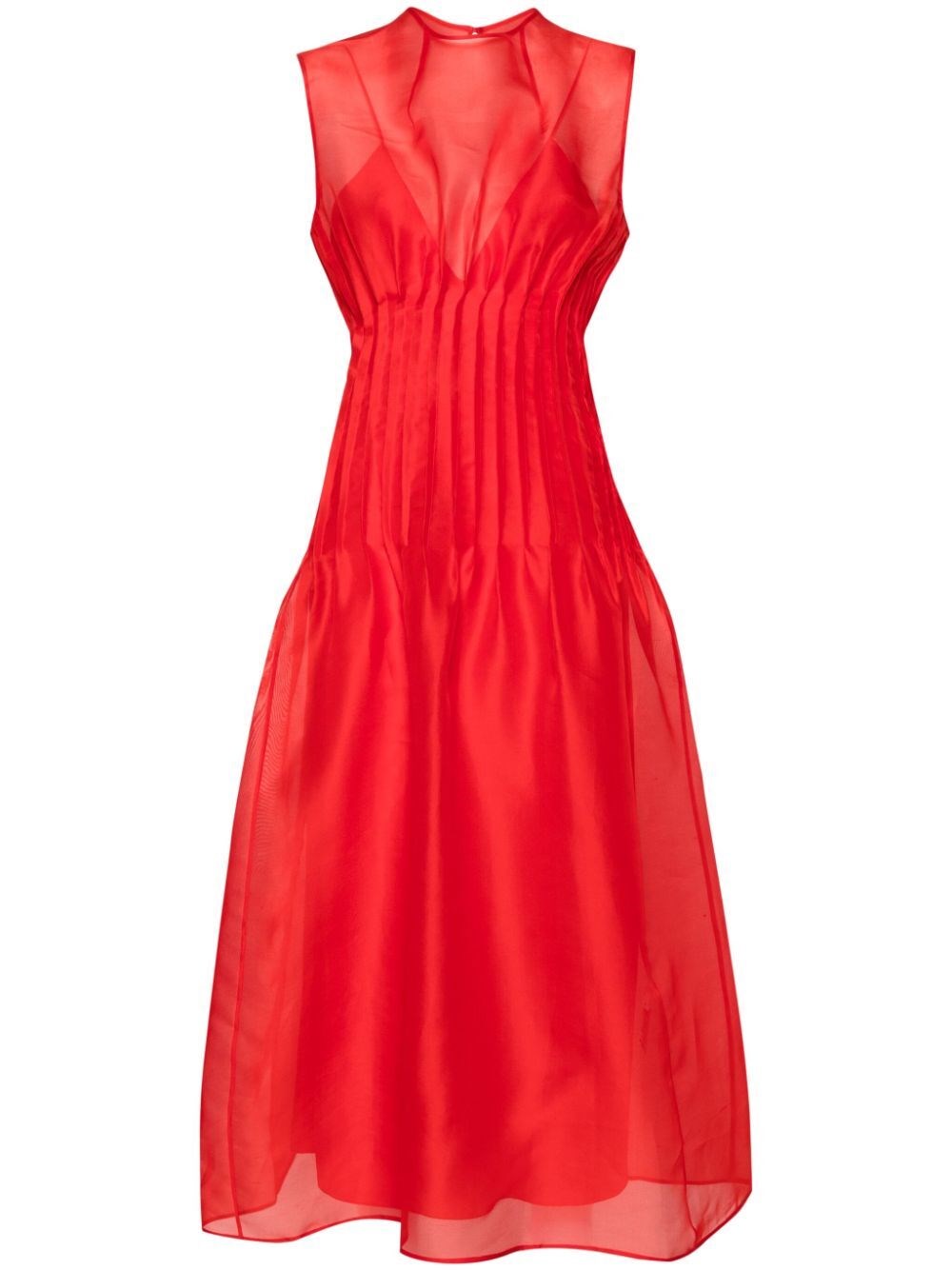 Shop Khaite Wes` Silk Midi Dress In Red