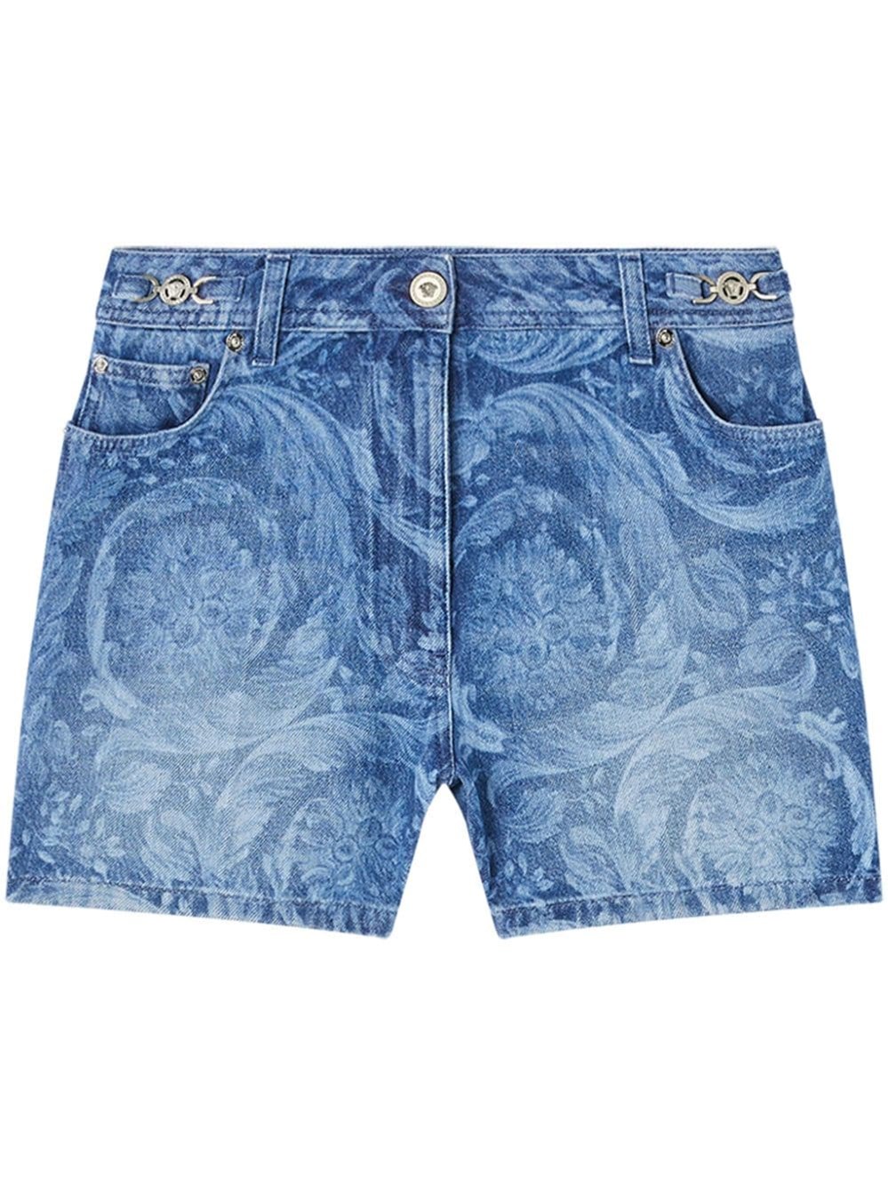 Shop Versace Bermuda Shorts With Patch In Blue