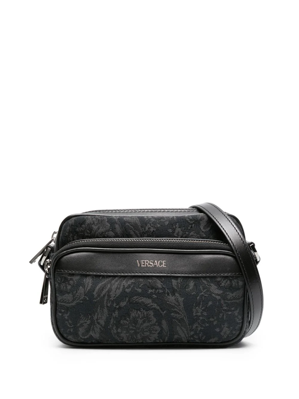 Shop Versace Barocco Athena Messenger Bag In Black