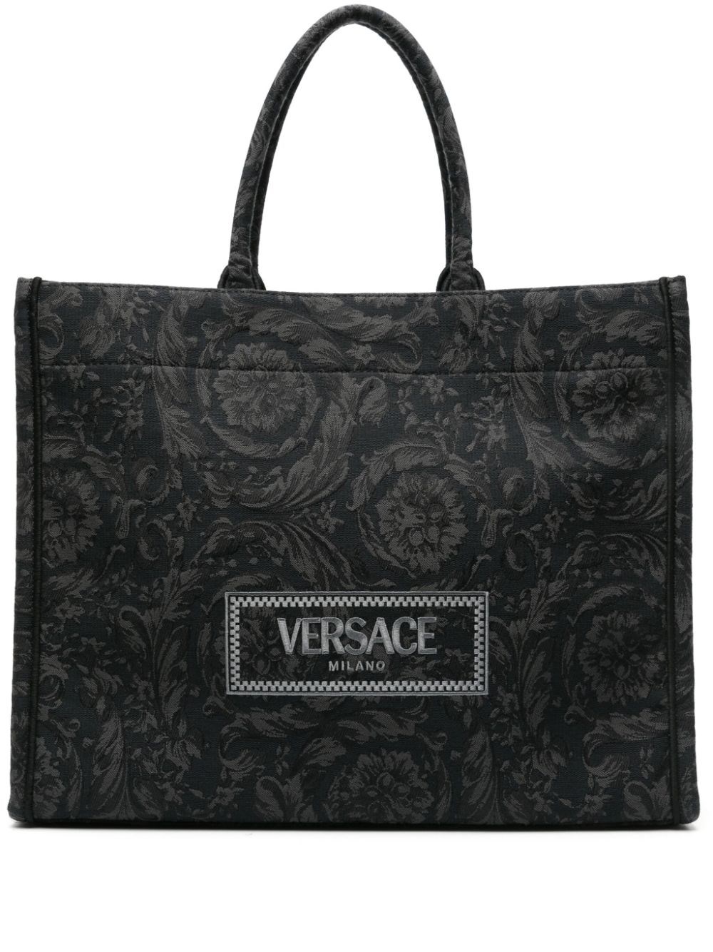 Shop Versace Baroque Athena Tote Bag In Black