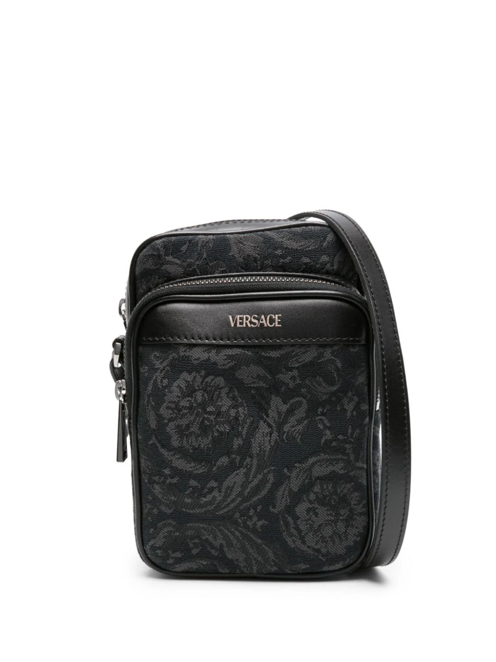 Shop Versace Baroque Athena Shoulder Bag In Black