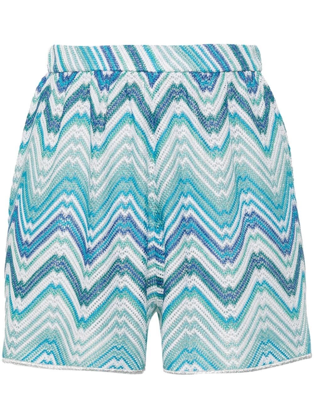 Shop Missoni Zigzag Knit Shorts In Blue