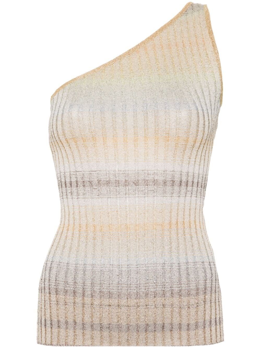 Shop Missoni One-shoulder Knitted Top In Multicolour
