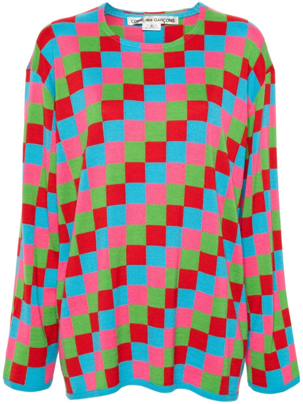 Shop Comme Des Garçons Checked Fisherman Knit Sweater In Multicolour