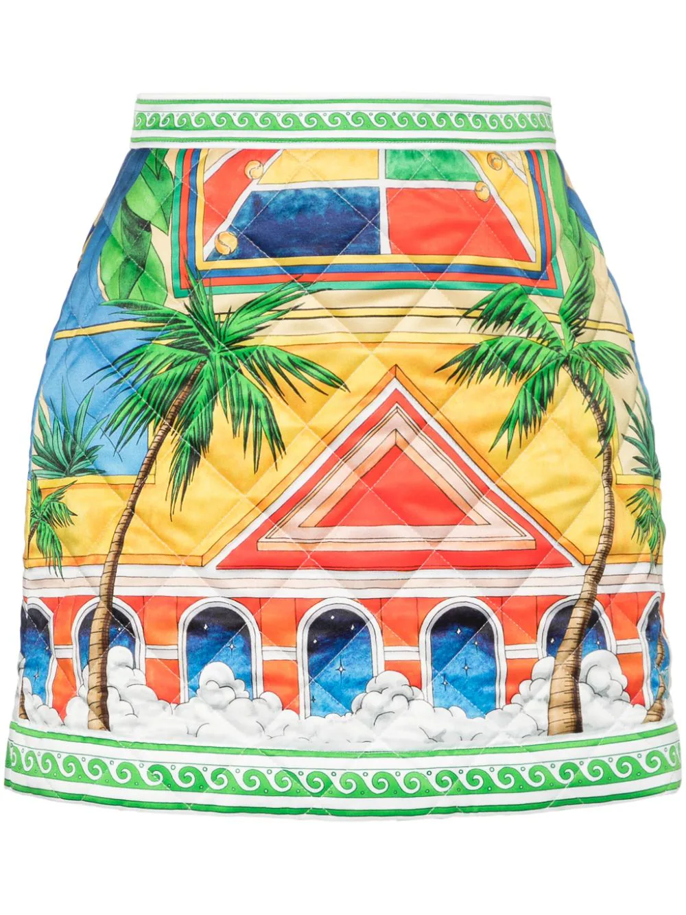 Shop Casablanca Triomphe D`orange Quilted Mini Skirt In Multicolour