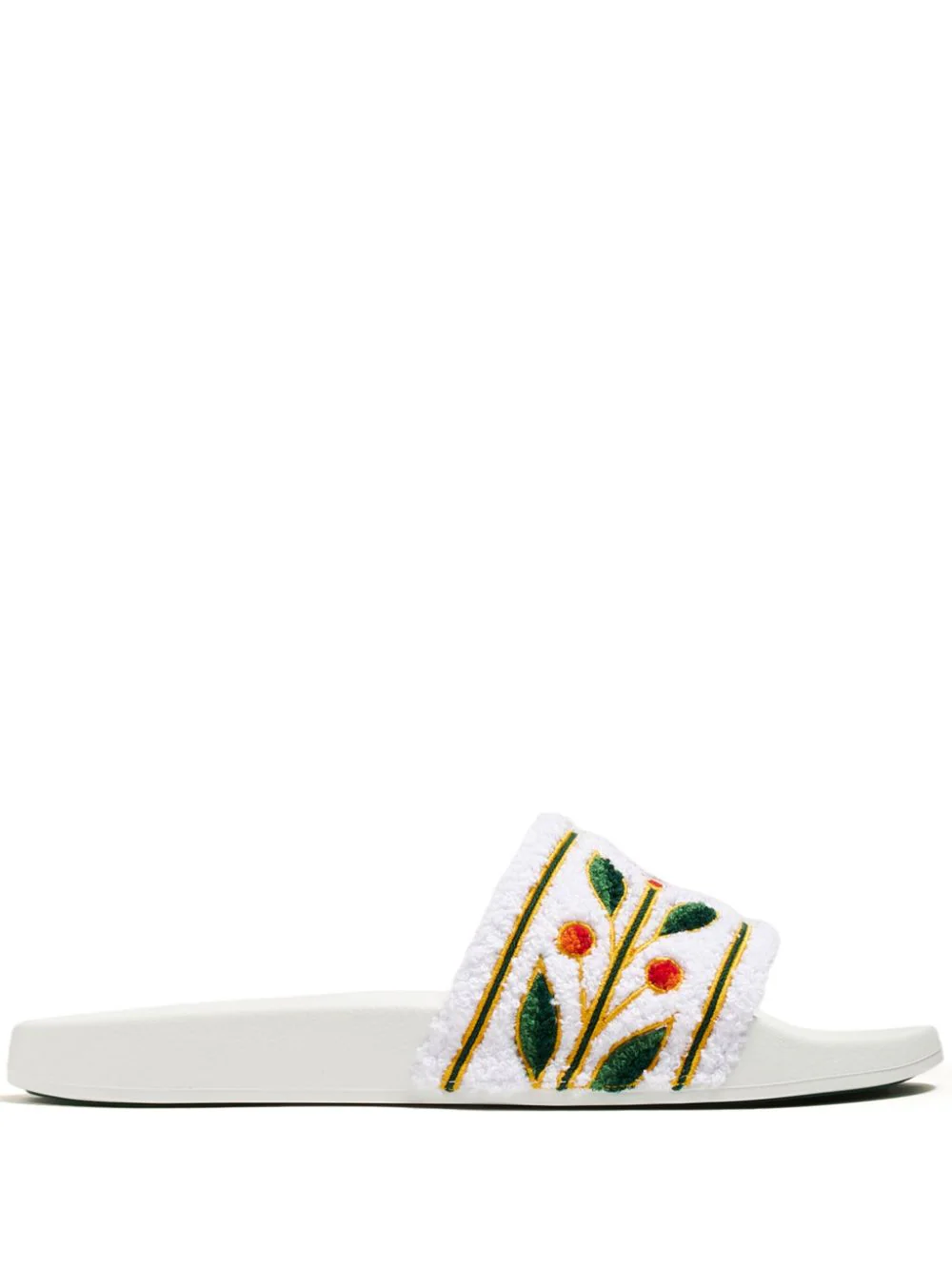 Shop Casablanca Slide Sandals With Embroidery In White