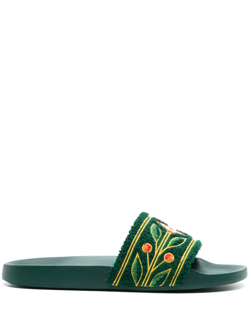 Shop Casablanca Slide Sandals With Embroidery In Green