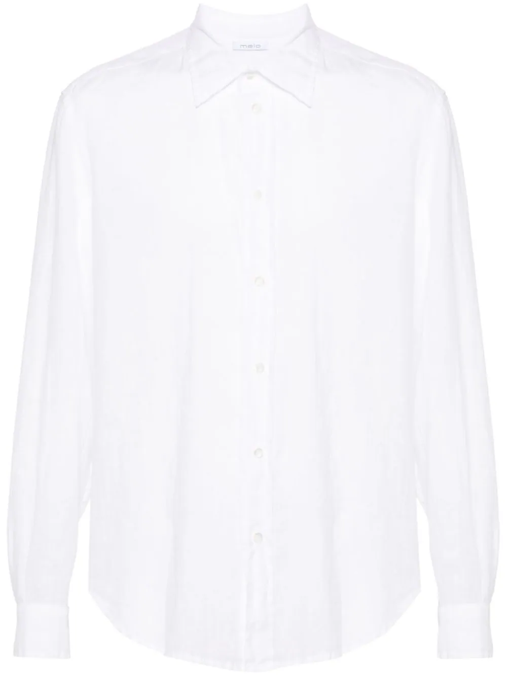 Shop Malo Buttoned Linen Shirt In White