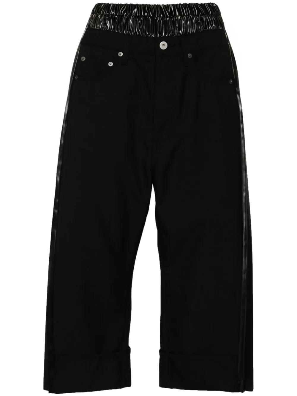 Shop Junya Watanabe High-waisted Cropped Trousers In Black