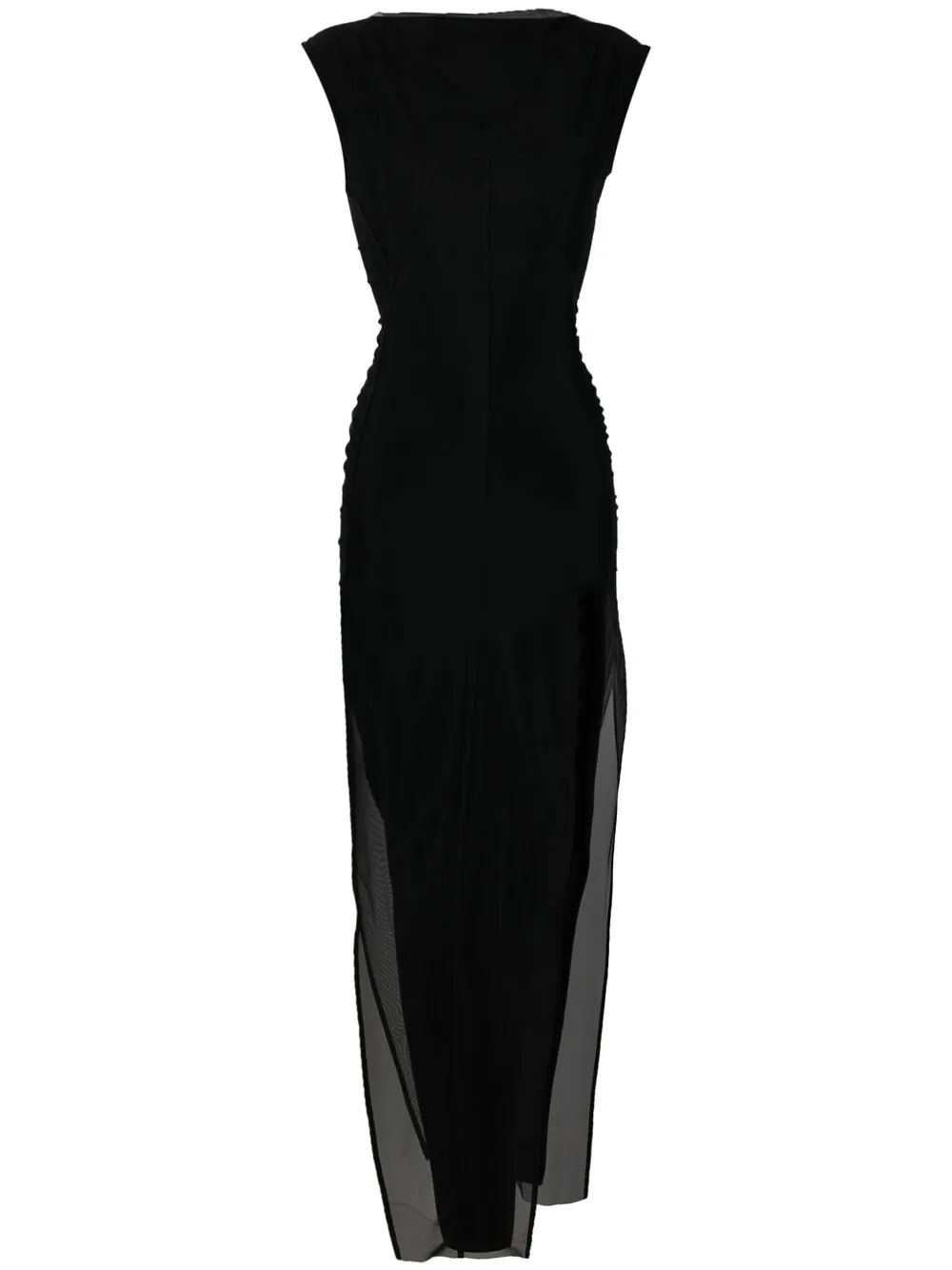 Shop Rick Owens Long Dress With Ruffles In Black